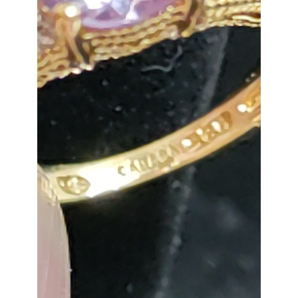 925 Imperial Topaz & Lab Created Pav'e Diamond Ring 7.25 3.73 G - Picture 4 of 4